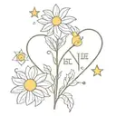 the value of the moment "now" faith in yourself strength of soul and will I can do everything I am strong Chamomile Saint Petersburg Kindness Heart Stars tattoo design idea