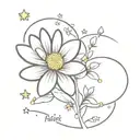 the value of the moment "now" faith in yourself strength of soul and will I can do everything I am strong Chamomile Saint Petersburg Kindness Heart Stars tattoo design idea