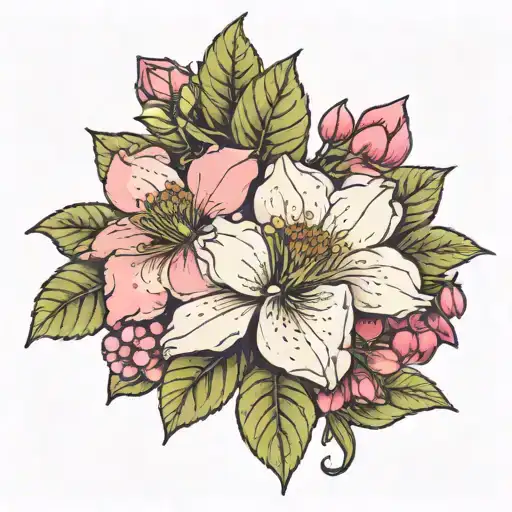 blackberry and rhododendron tattoo design idea