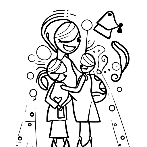 A mother and daughter holding hands and wearing graduation gowns tattoo design idea