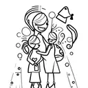 A mother and daughter holding hands and wearing graduation gowns tattoo design idea