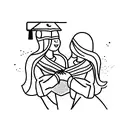 A mother and daughter holding hands and wearing graduation gowns tattoo design idea