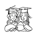 A mother and daughter holding hands and wearing graduation gowns tattoo design idea