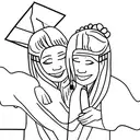 A mother and daughter holding hands and wearing graduation gowns tattoo design idea
