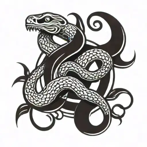 two coiled snake with dove in the middle tattoo tribal tattoo design idea