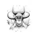 monkey riding a bull through NYC  tattoo design idea