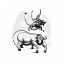 monkey riding a bull through NYC  tattoo design idea
