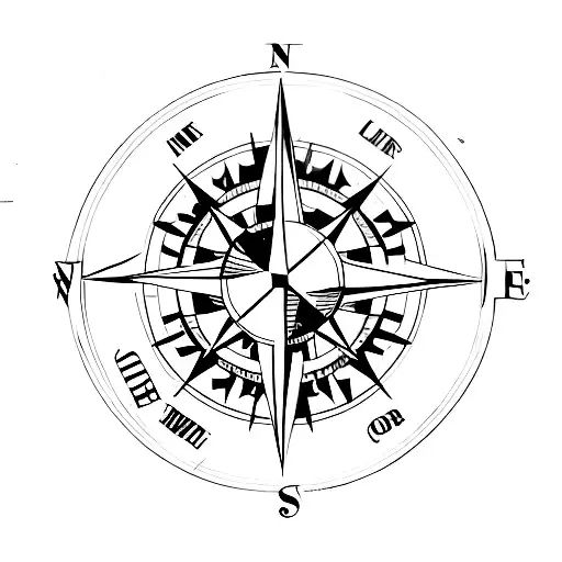 compass map grenade gun line geometric logo tattoo design idea