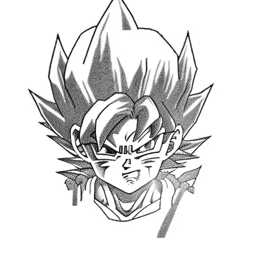 Goku with a fashionable hairstyle and trendy clothing tattoo design idea