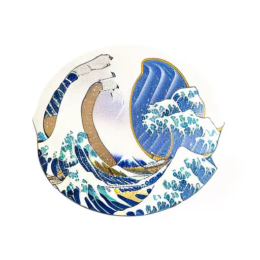 Great wave off kanagawa Witz an oni mask tattoo design idea