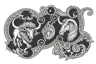 Aries Libra Taurus zodiac symbol tattoo design idea