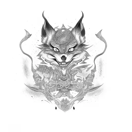 Gumiho with katana tattoo design idea