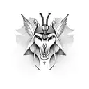 Osiris, Anubis, scale of justice, flowers, heart , feather  tattoo design idea