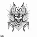 Osiris, Anubis, scale of justice, flowers, heart , feather  tattoo design idea