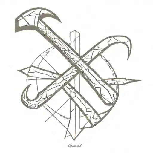 tatto with chisel and hammer crossed tattoo design idea
