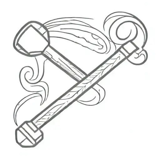 tatto with chisel and hammer crossed tattoo design idea