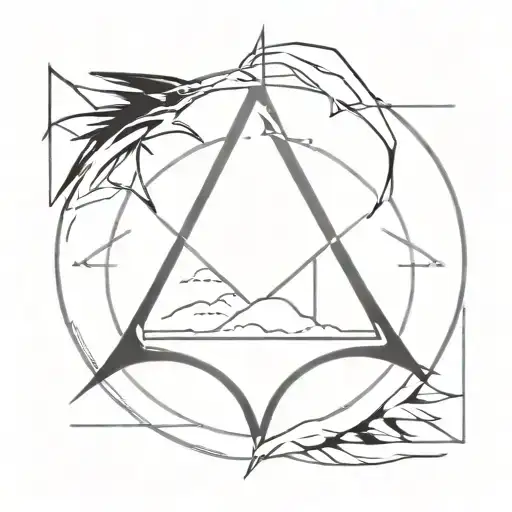 the konoha symbol with sasuke's eyes and black crows in the background tattoo design idea