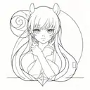 Cyber sigilism anime girl symmetrical design tattoo design idea
