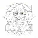 Cyber sigilism anime girl symmetrical design tattoo design idea