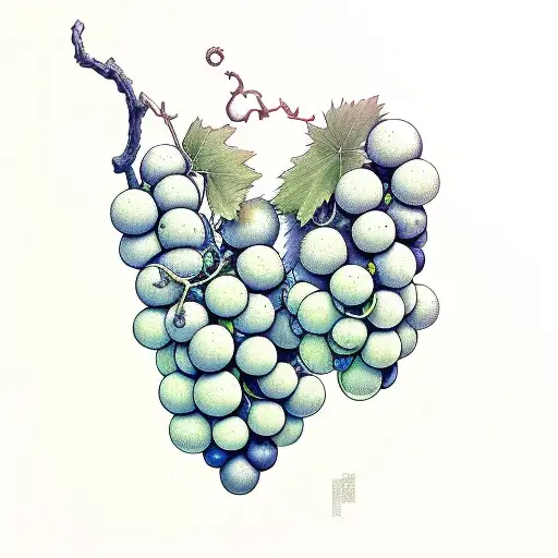 grape vine in color tattoo design idea