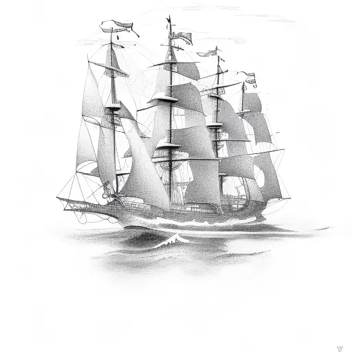 Sailing ship tattoo design idea