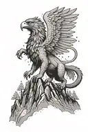 griffin climbing mountain tattoo design idea