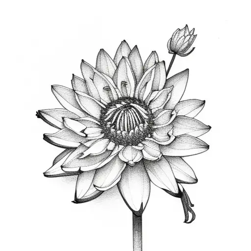 carnation, water lily, sunflower, butterfly  tattoo design idea
