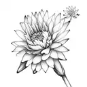 carnation, water lily, sunflower, butterfly  tattoo design idea