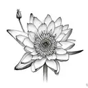 carnation, water lily, sunflower, butterfly  tattoo design idea