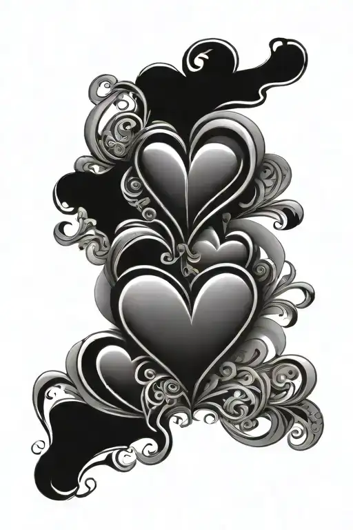 hearts with D and K name tattoo tattoo design idea