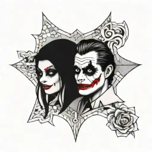 the joker and harley quinn tattoo design idea