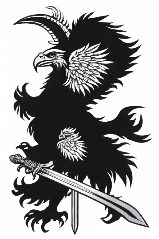 polish Eagles holding a sword   tattoo design idea
