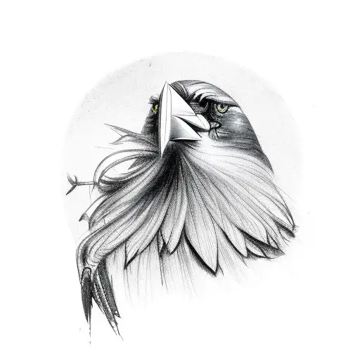 Premium Vector | Black and white crow tattoo illustration