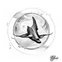 A tattoo of a stingray swimming in a moonlit ocean tattoo design idea