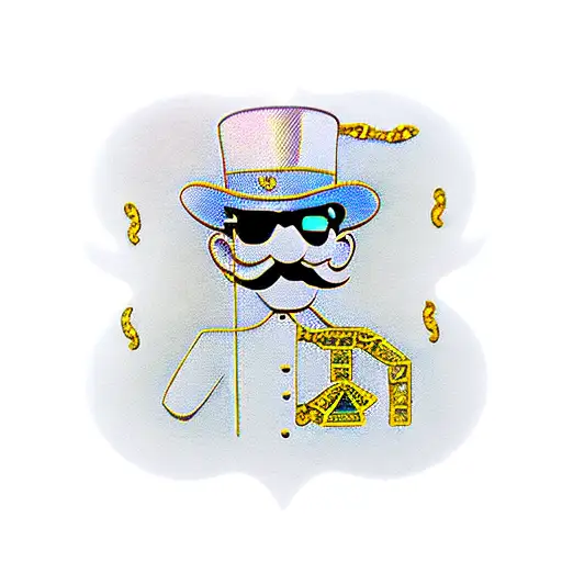 monopoly man diamonds  gold bars scale smoke tattoo design idea