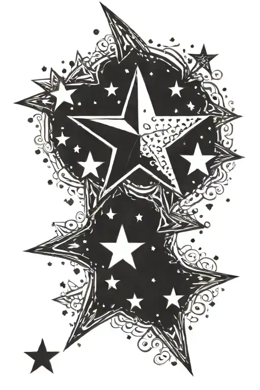 tiny stars forming a larger star  tattoo design idea