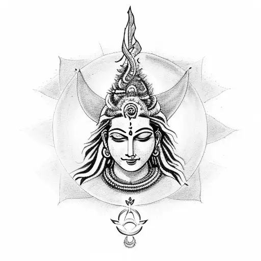 shiva shakti trinent balance energy, with 7 chakras and third eye  tattoo design idea
