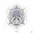 shiva shakti, trident and khanda balance energy, with 7 chakras and third eye  tattoo design idea