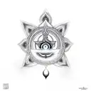 shiva shakti, trident and khanda balance energy, with 7 chakras and third eye  tattoo design idea