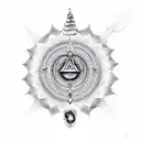 shiva shakti, trident and khanda balance energy, with 7 chakras and third eye  tattoo design idea