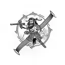 Viking warrior wielding a mythical weapon tattoo design idea