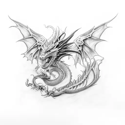 one wing dragon and one wing angel tattoo design idea