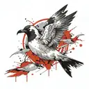 laughing seagull flying tattoo design idea