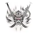 Samurai con espada tattoo design idea