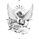 Dove, Clock, Rose tattoo design idea