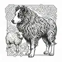 sheepdog protecting sheep  tattoo design idea