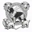 sheepdog protecting sheep  tattoo design idea