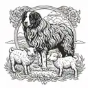 sheepdog protecting sheep  tattoo design idea