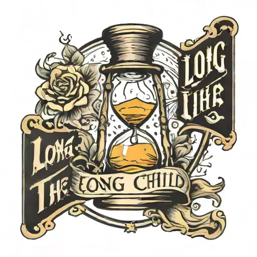 hour glass that say "long live the problem child" displayed tattoo design idea