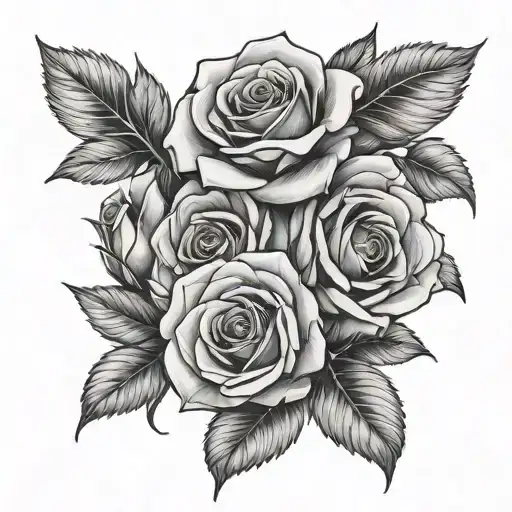 roses and roman numerals tattoo design idea